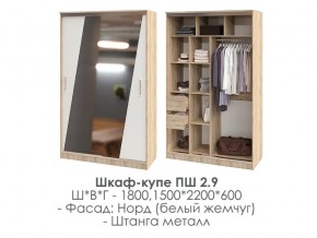 шкаф-купе ПШ-2.9 1500 Норд Белый жемчуг 1500 в Берёзовском - beryozovskij.magazin-mebel74.ru | фото